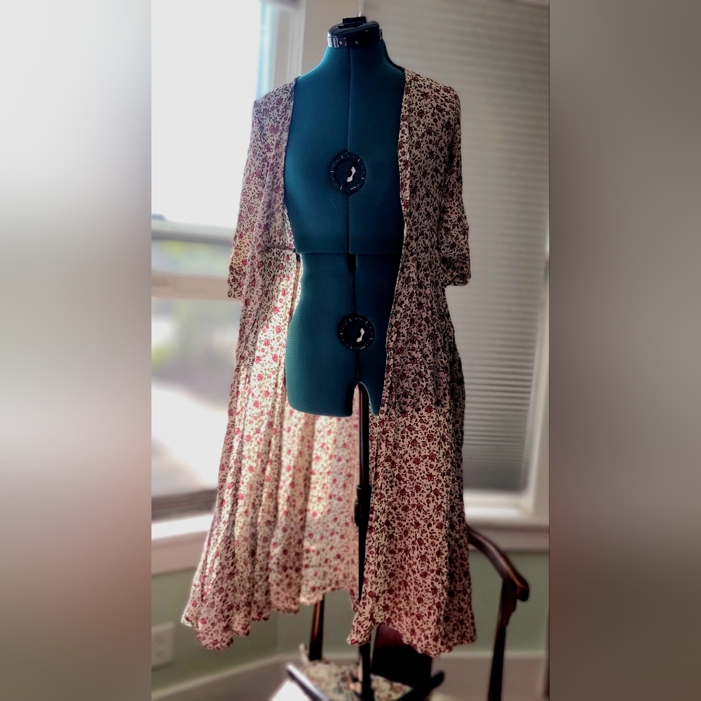 Joyfolie duster/cardigan off white with roses girls size 10